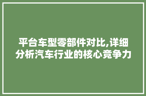 平台车型零部件对比,详细分析汽车行业的核心竞争力