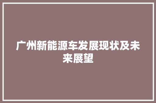 广州新能源车发展现状及未来展望