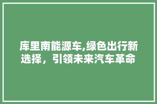 库里南能源车,绿色出行新选择，引领未来汽车革命