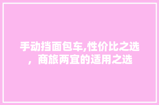 手动挡面包车,性价比之选，商旅两宜的适用之选