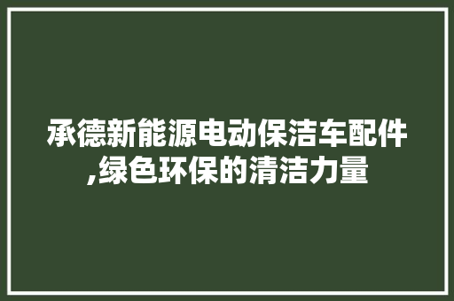 承德新能源电动保洁车配件,绿色环保的清洁力量
