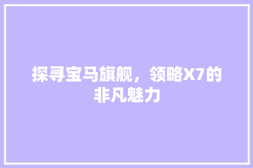 探寻宝马旗舰，领略X7的非凡魅力