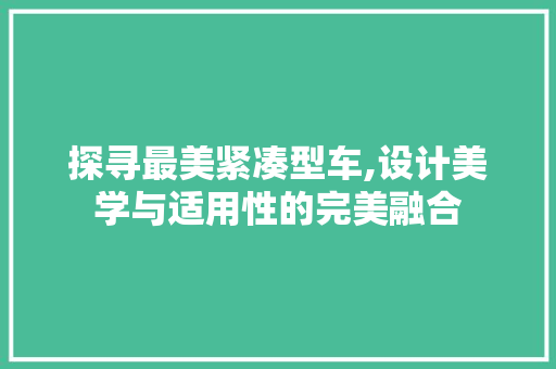 探寻最美紧凑型车,设计美学与适用性的完美融合