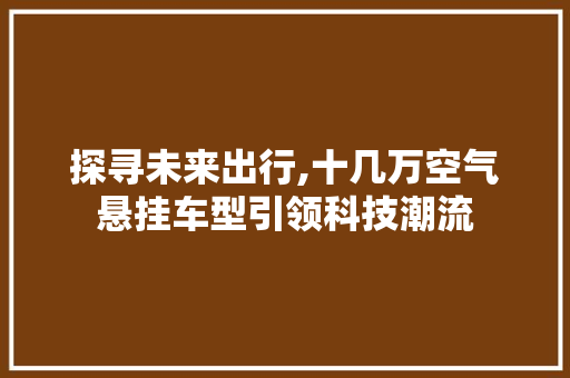 探寻未来出行,十几万空气悬挂车型引领科技潮流