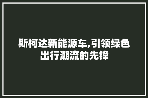 斯柯达新能源车,引领绿色出行潮流的先锋
