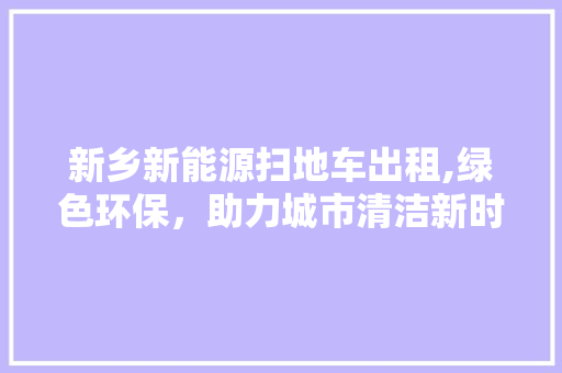 新乡新能源扫地车出租,绿色环保，助力城市清洁新时代