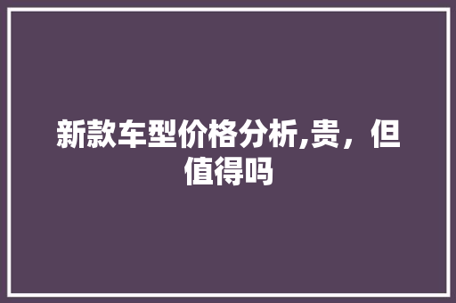 新款车型价格分析,贵，但值得吗