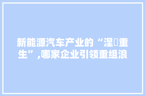 新能源汽车产业的“涅槃重生”,哪家企业引领重组浪潮