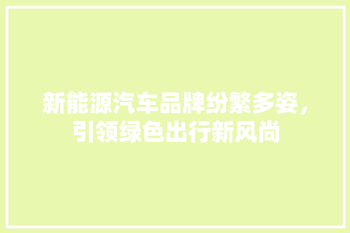 新能源汽车品牌纷繁多姿，引领绿色出行新风尚