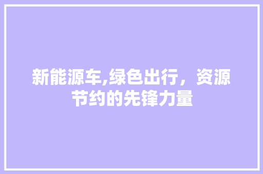 新能源车,绿色出行，资源节约的先锋力量