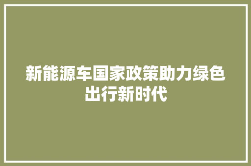 新能源车国家政策助力绿色出行新时代