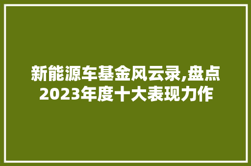 新能源车基金风云录,盘点2023年度十大表现力作