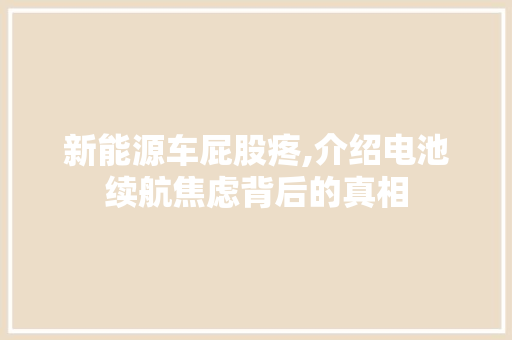 新能源车屁股疼,介绍电池续航焦虑背后的真相