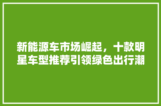 新能源车市场崛起，十款明星车型推荐引领绿色出行潮流