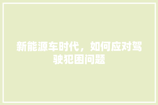 新能源车时代，如何应对驾驶犯困问题