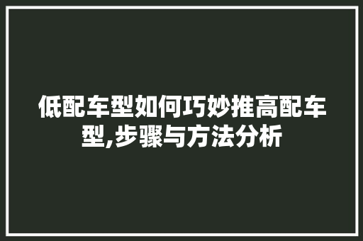 低配车型如何巧妙推高配车型,步骤与方法分析