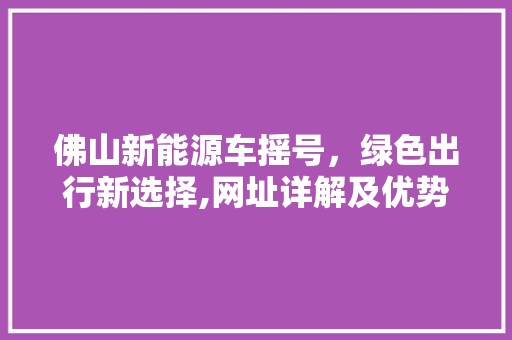 佛山新能源车摇号，绿色出行新选择,网址详解及优势分析