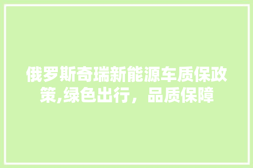俄罗斯奇瑞新能源车质保政策,绿色出行，品质保障