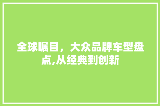 全球瞩目，大众品牌车型盘点,从经典到创新