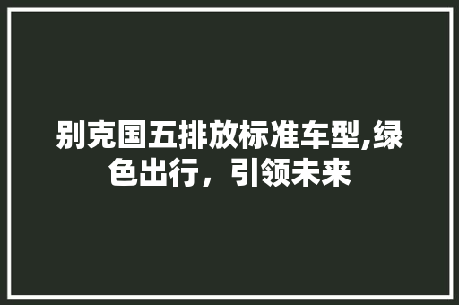 别克国五排放标准车型,绿色出行，引领未来