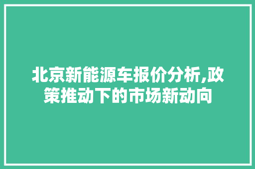北京新能源车报价分析,政策推动下的市场新动向
