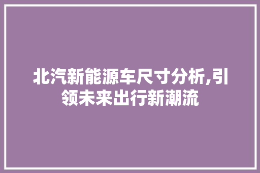 北汽新能源车尺寸分析,引领未来出行新潮流