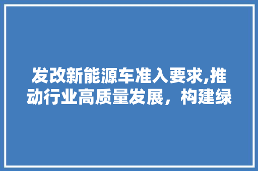 发改新能源车准入要求,推动行业高质量发展，构建绿色出行新生态