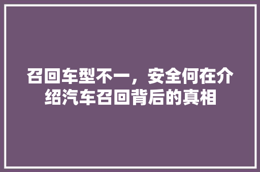 召回车型不一，安全何在介绍汽车召回背后的真相 新款车型