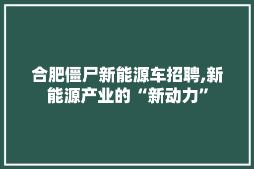 合肥僵尸新能源车招聘,新能源产业的“新动力”