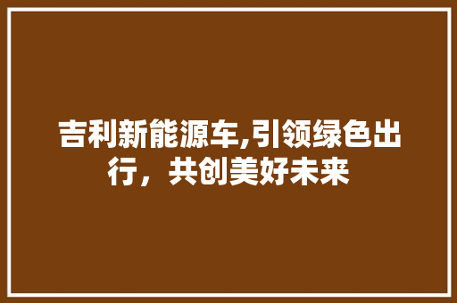 吉利新能源车,引领绿色出行，共创美好未来