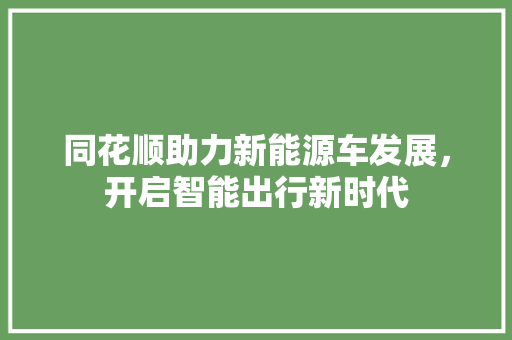同花顺助力新能源车发展，开启智能出行新时代