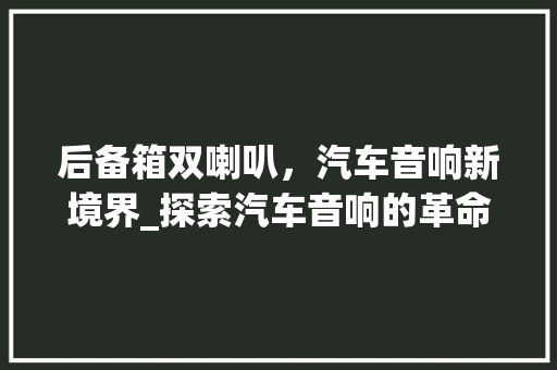 后备箱双喇叭，汽车音响新境界_探索汽车音响的革命性升级