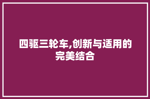 四驱三轮车,创新与适用的完美结合