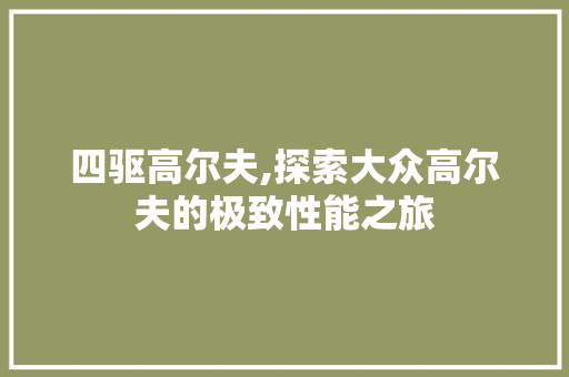 四驱高尔夫,探索大众高尔夫的极致性能之旅