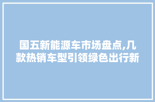 国五新能源车市场盘点,几款热销车型引领绿色出行新风尚