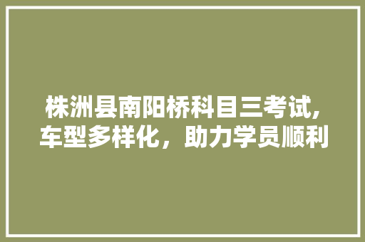 株洲县南阳桥科目三考试,车型多样化，助力学员顺利上路