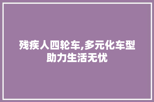残疾人四轮车,多元化车型助力生活无忧