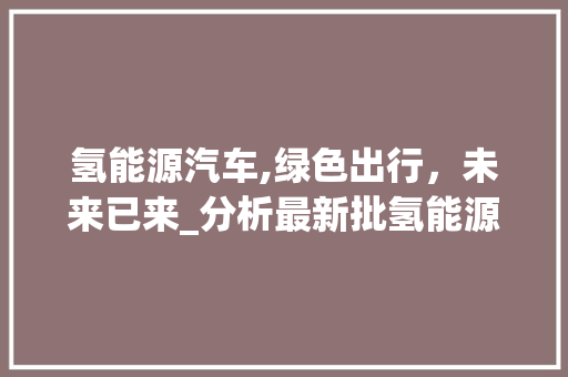 氢能源汽车,绿色出行，未来已来_分析最新批氢能源车公告