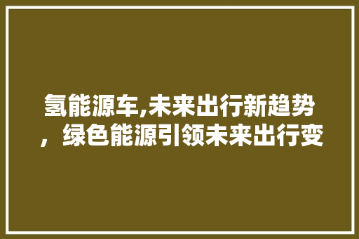氢能源车,未来出行新趋势，绿色能源引领未来出行变革