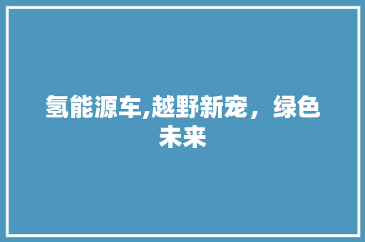 氢能源车,越野新宠，绿色未来