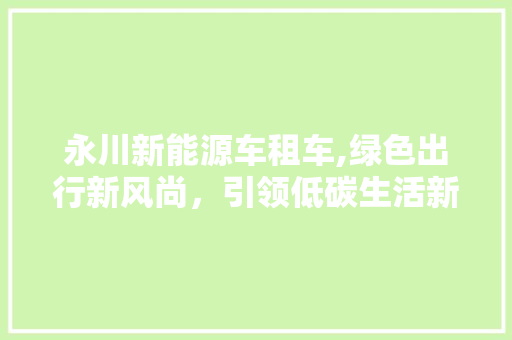 永川新能源车租车,绿色出行新风尚，引领低碳生活新潮流