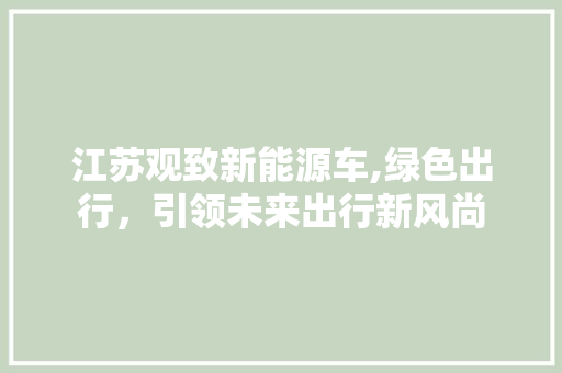 江苏观致新能源车,绿色出行，引领未来出行新风尚