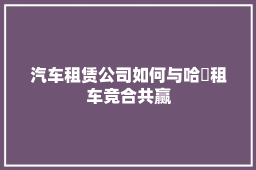 汽车租赁公司如何与哈啰租车竞合共赢