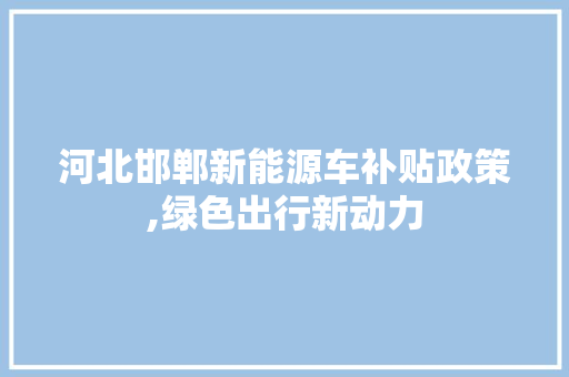 河北邯郸新能源车补贴政策,绿色出行新动力 车灯配件