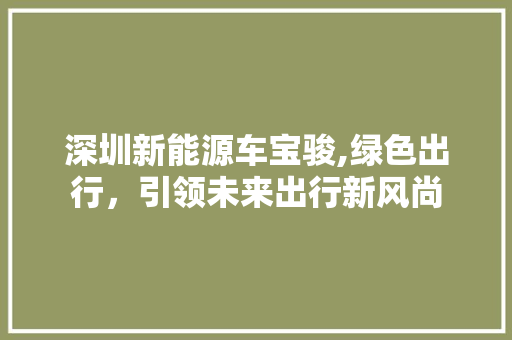 深圳新能源车宝骏,绿色出行，引领未来出行新风尚