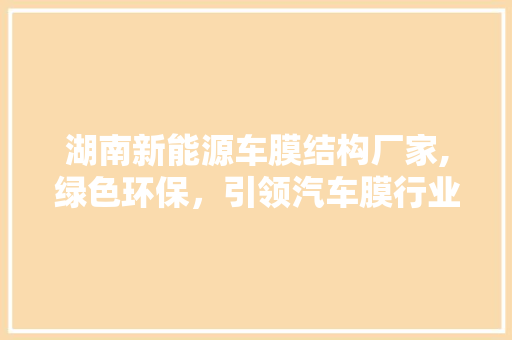 湖南新能源车膜结构厂家,绿色环保，引领汽车膜行业新潮流