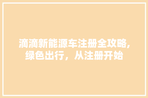 滴滴新能源车注册全攻略,绿色出行，从注册开始