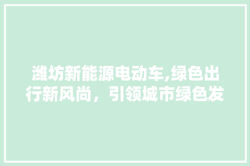 潍坊新能源电动车,绿色出行新风尚，引领城市绿色发展