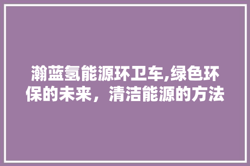 瀚蓝氢能源环卫车,绿色环保的未来，清洁能源的方法先锋