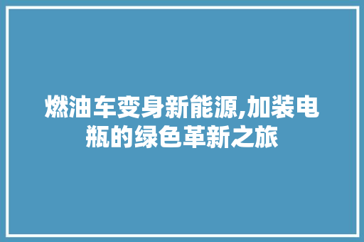 燃油车变身新能源,加装电瓶的绿色革新之旅